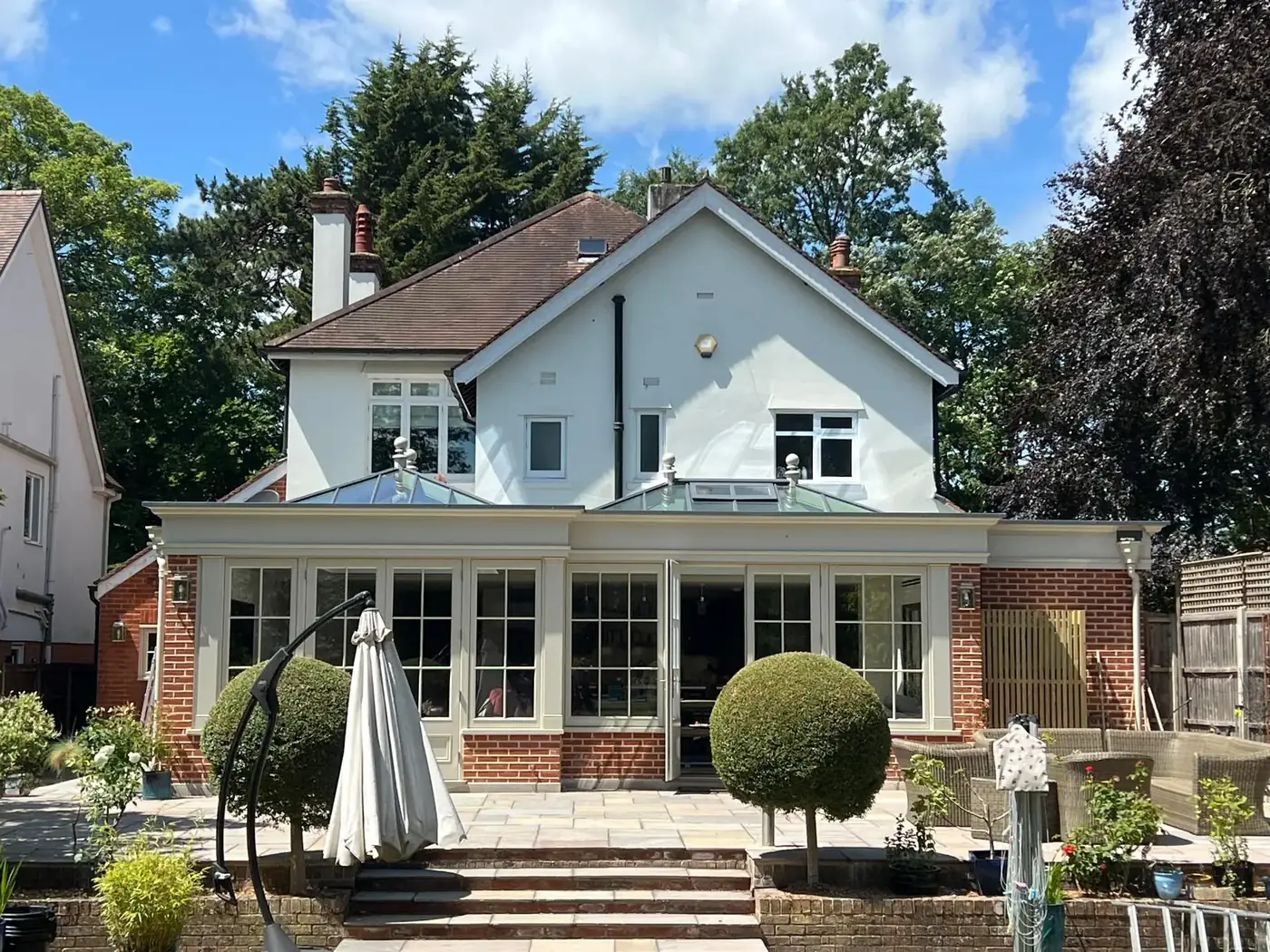 Rear extension built against an existing house, the kind of work that usually needs party wall notices on a terrace or semi